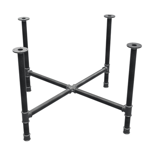 Base de mesa de comedor, patas en cruz, hierro fundido y acero Ø 42 mm, 121 × 121 cm, altura 74 cm