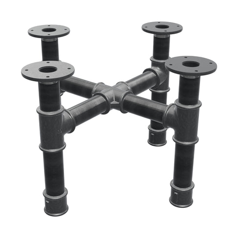 Base de mesa de centro, patas en cruz, hierro fundido y acero Ø 42 mm, 51 × 51 cm, altura 34 cm