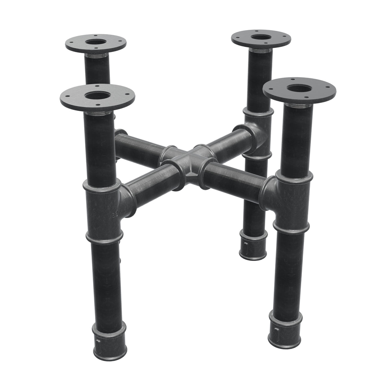 Base de mesa de centro, patas en cruz, hierro fundido y acero Ø 42 mm, 51 × 51 cm, altura 44 cm