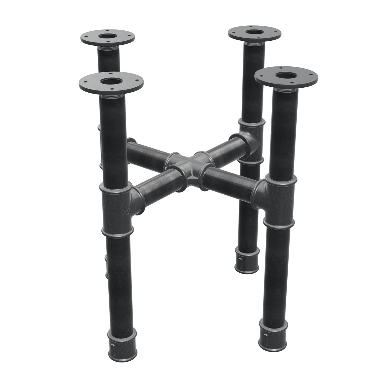 Base de mesa de centro, patas en cruz, hierro fundido y acero Ø 42 mm, 51 × 51 cm, altura 54 cm