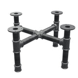 Base de mesa de centro, patas en cruz, hierro fundido y acero Ø 42 mm, 61 × 61 cm, altura 34 cm