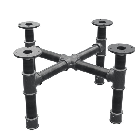 Base de mesa de centro, patas en cruz, hierro fundido y acero Ø 42 mm, 61 × 61 cm, altura 34 cm