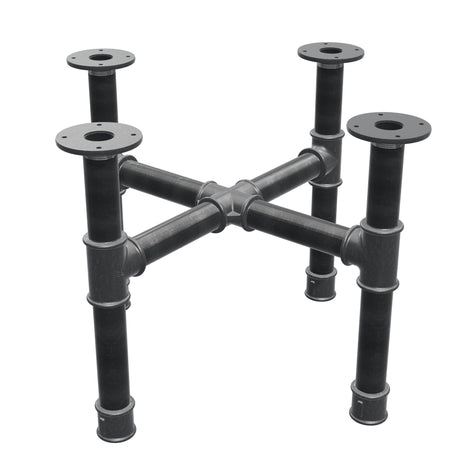 Base de mesa de centro, patas en cruz, hierro fundido y acero Ø 42 mm, 61 × 61 cm, altura 44 cm