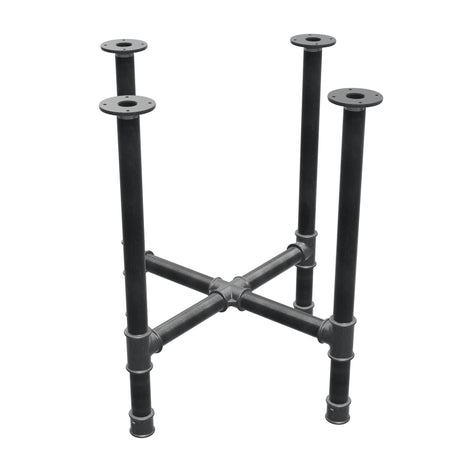 Base de mesa de comedor, patas en cruz, hierro fundido y acero Ø 42 mm, 71 × 71 cm, altura 74 cm