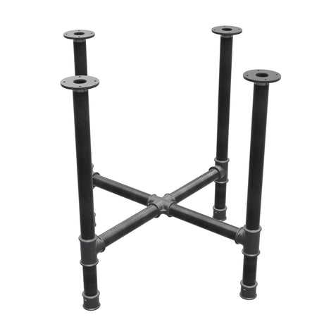 Base de mesa de comedor, patas en cruz, hierro fundido y acero Ø 42 mm, 81 × 81 cm, altura 74 cm