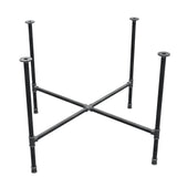 Base de mesa de comedor, patas en cruz, hierro fundido y acero Ø 27 mm, 115 × 115 cm, altura 74 cm