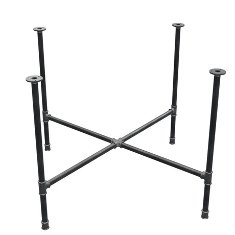 Base de mesa de comedor, patas en cruz, hierro fundido y acero Ø 27 mm, 115 × 115 cm, altura 74 cm