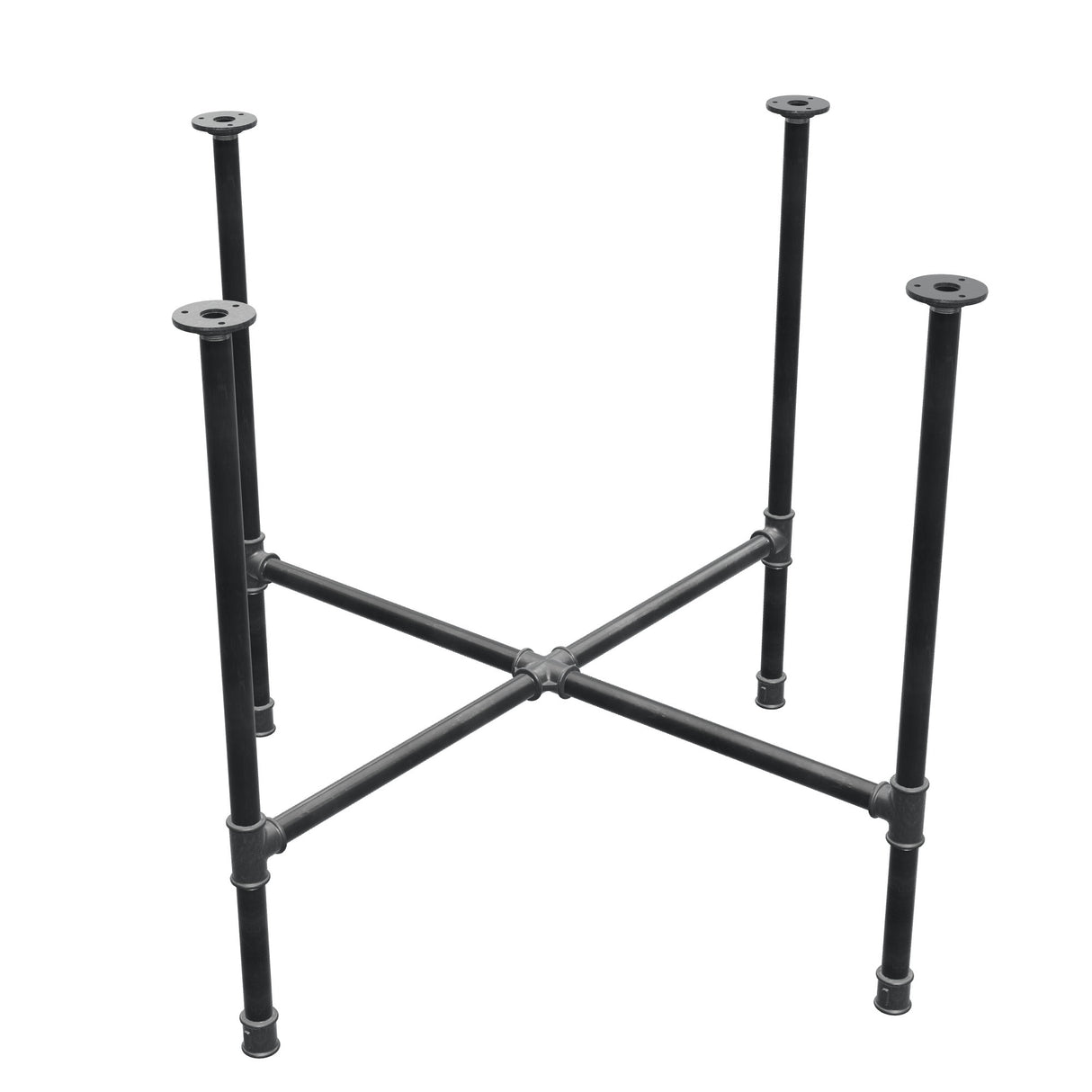 Base de mesa de comedor, patas en cruz, hierro fundido y acero Ø 27 mm, 95 × 95 cm, altura 74 cm