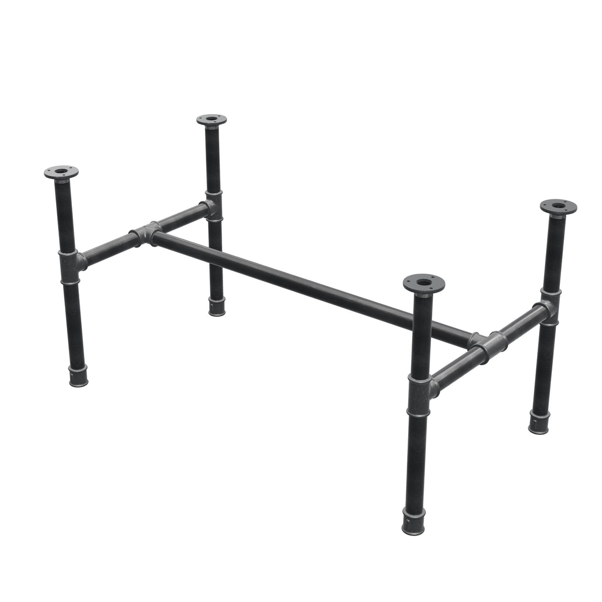 Base de mesa de centro, estructura en H, hierro fundido y acero Ø 34 mm, 102 × 56 cm, altura 52 cm