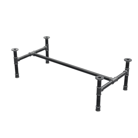 Base de mesa de centro, estructura en H, hierro fundido y acero Ø 34 mm, 112 × 56 cm, altura 32 cm