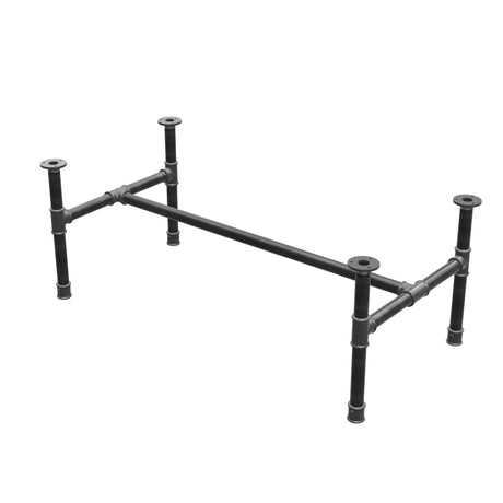 Base de mesa de centro, estructura en H, hierro fundido y acero Ø 34 mm, 112 × 56 cm, altura 42 cm