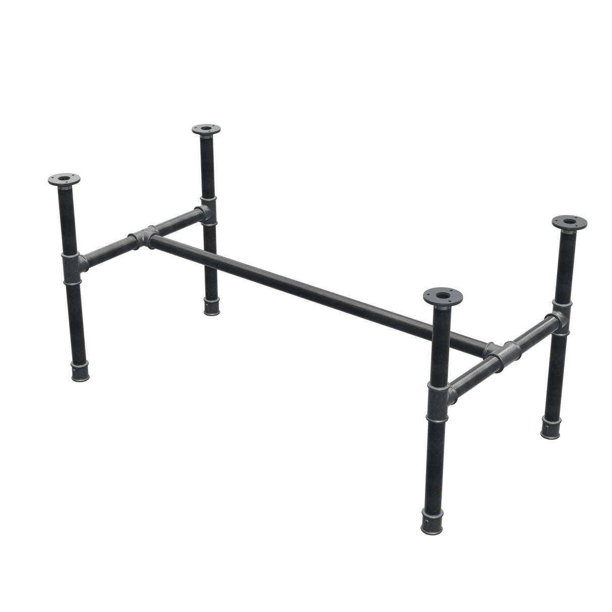Base de mesa de centro, estructura en H, hierro fundido y acero Ø 34 mm, 112 × 56 cm, altura 52 cm