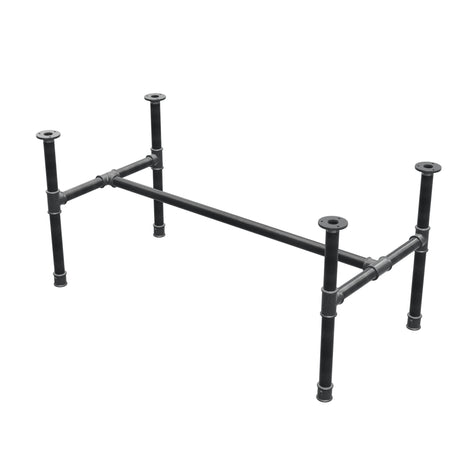 Base de mesa de centro, estructura en H, hierro fundido y acero Ø 34 mm, 112 × 56 cm, altura 52 cm