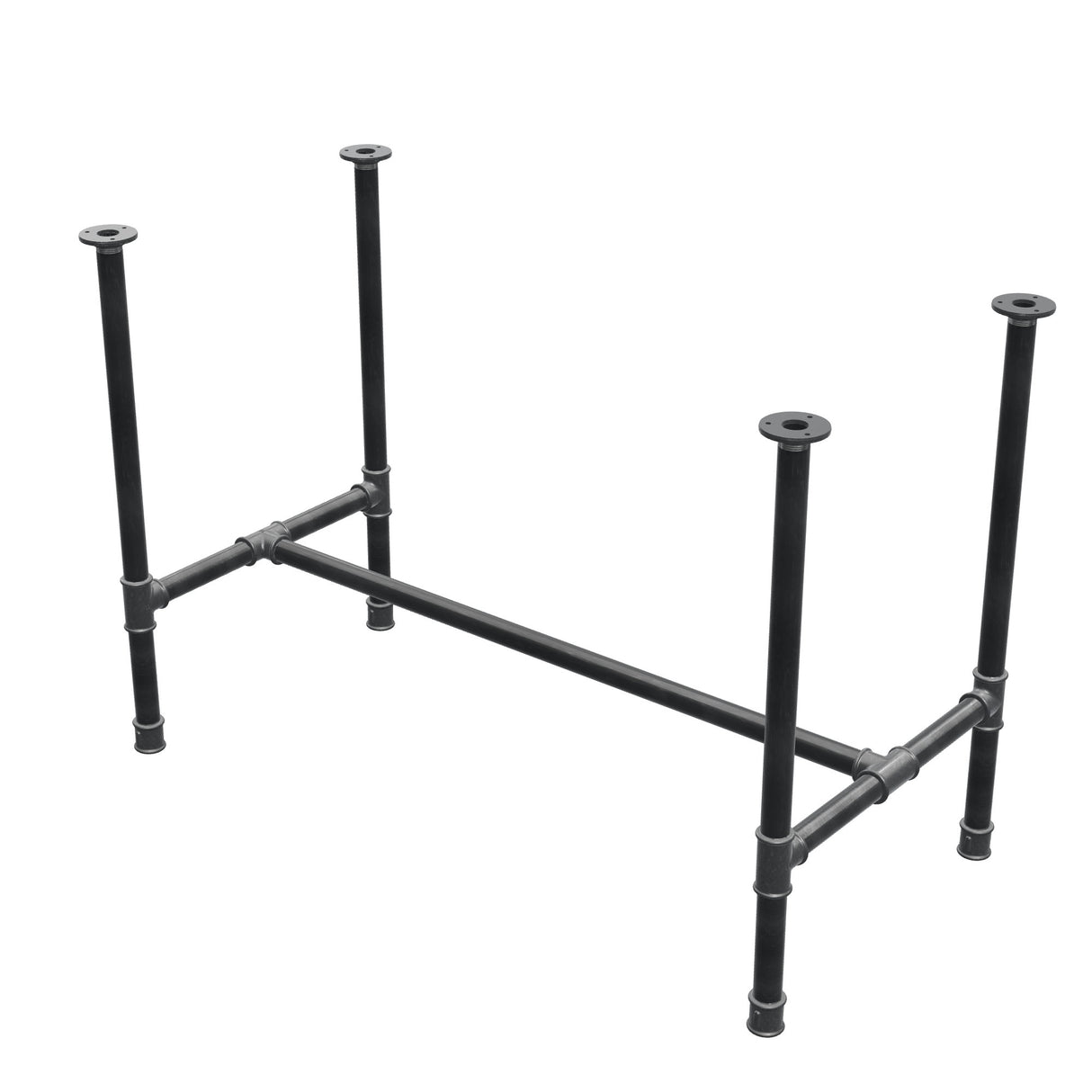 Base de mesa de comedor, estructura en H, hierro fundido y acero Ø 34 mm, 112 × 56 cm, altura 75 cm