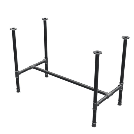 Base de mesa de comedor, estructura en H, hierro fundido y acero Ø 34 mm, 112 × 56 cm, altura 75 cm