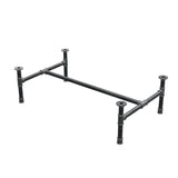 Base de mesa de centro, estructura en H, hierro fundido y acero Ø 34 mm, 112 × 66 cm, altura 32 cm