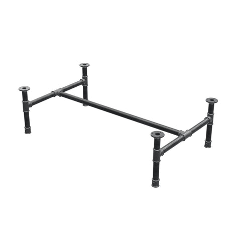Base de mesa de centro, estructura en H, hierro fundido y acero Ø 34 mm, 112 × 66 cm, altura 32 cm