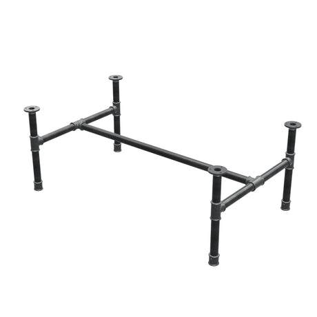 Base de mesa de centro, estructura en H, hierro fundido y acero Ø 34 mm, 112 × 66 cm, altura 42 cm