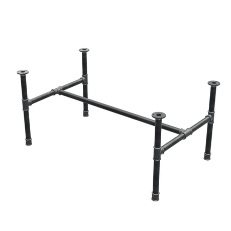 Base de mesa de centro, estructura en H, hierro fundido y acero Ø 34 mm, 112 × 66 cm, altura 52 cm
