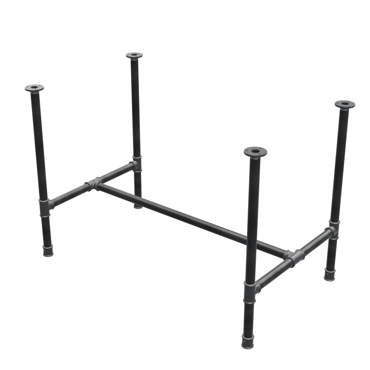 Base de mesa de comedor, estructura en H, hierro fundido y acero Ø 34 mm, 112 × 66 cm, altura 75 cm