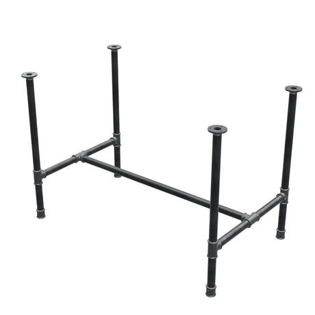 Base de mesa de comedor, estructura en H, hierro fundido y acero Ø 34 mm, 112 × 66 cm, altura 75 cm
