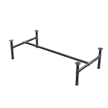 Base de mesa de centro, estructura en H, hierro fundido y acero Ø 34 mm, 132 × 66 cm, altura 32 cm