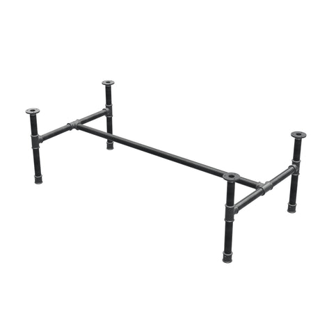 Base de mesa de centro, estructura en H, hierro fundido y acero Ø 34 mm, 132 × 66 cm, altura 42 cm