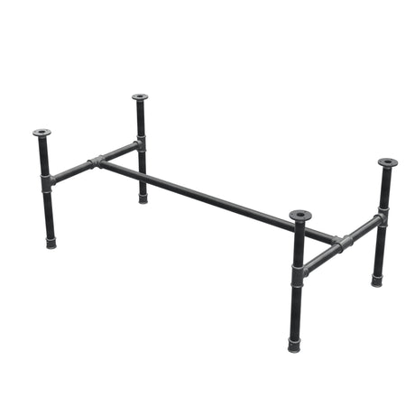 Base de mesa de centro, estructura en H, hierro fundido y acero Ø 34 mm, 132 × 66 cm, altura 52 cm