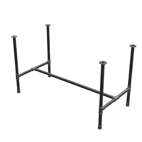 Base de mesa de comedor, estructura en H, hierro fundido y acero Ø 34 mm, 132 × 66 cm, altura 75 cm