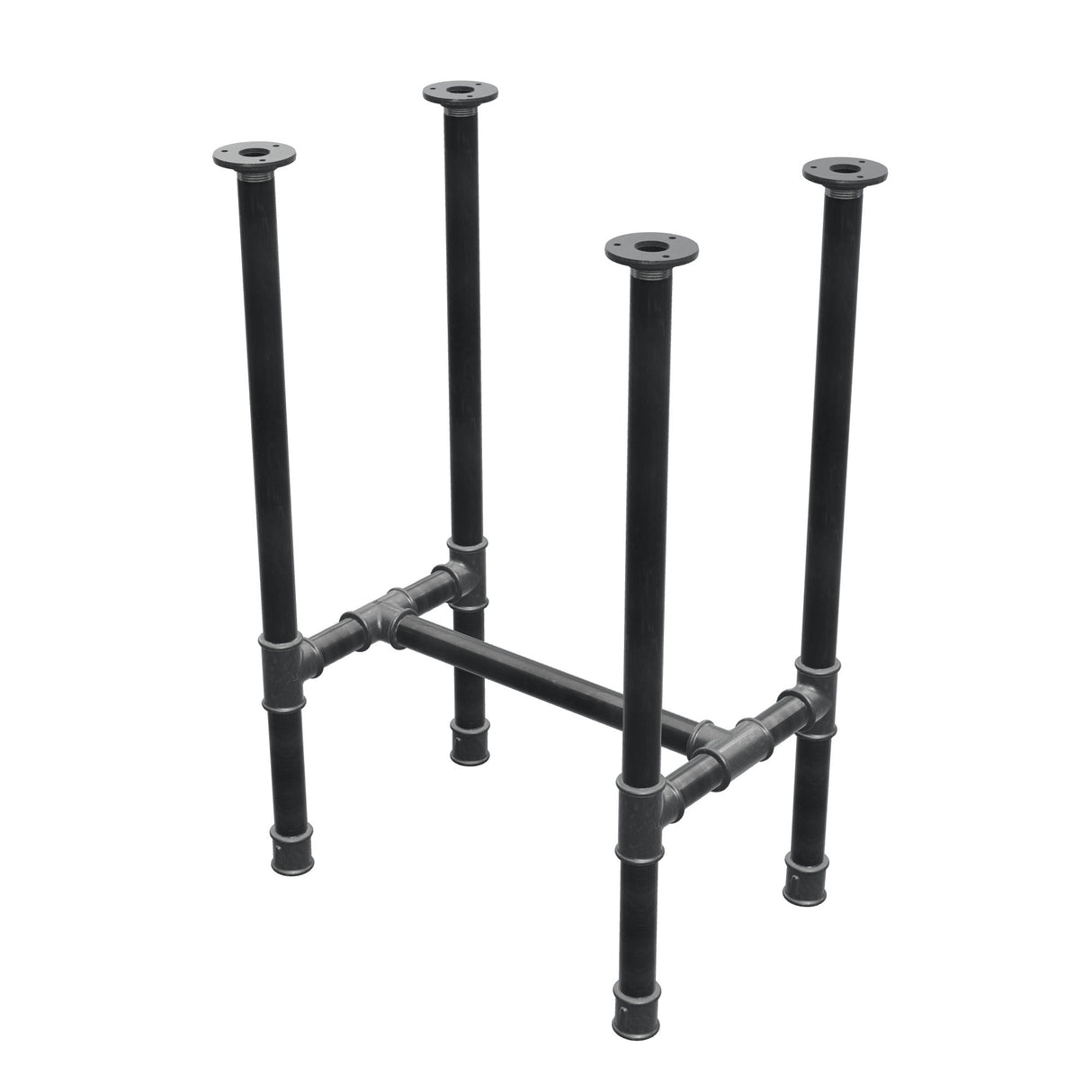 Base de mesa de comedor, estructura en H, hierro fundido y acero Ø 34 mm, 52 × 36 cm, altura 75 cm