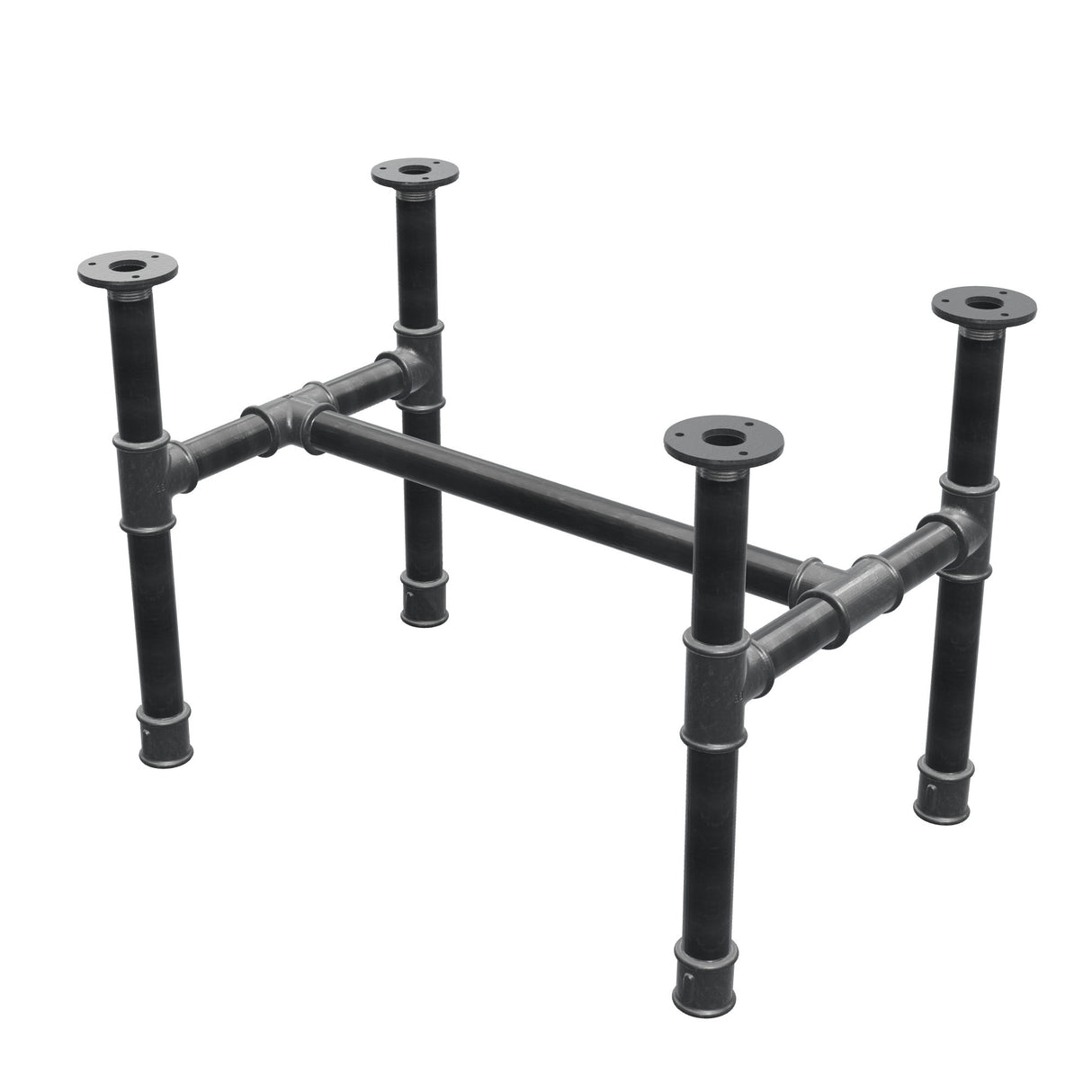 Base de mesa de centro, estructura en H, hierro fundido y acero Ø 34 mm, 62 × 40 cm, altura 42 cm