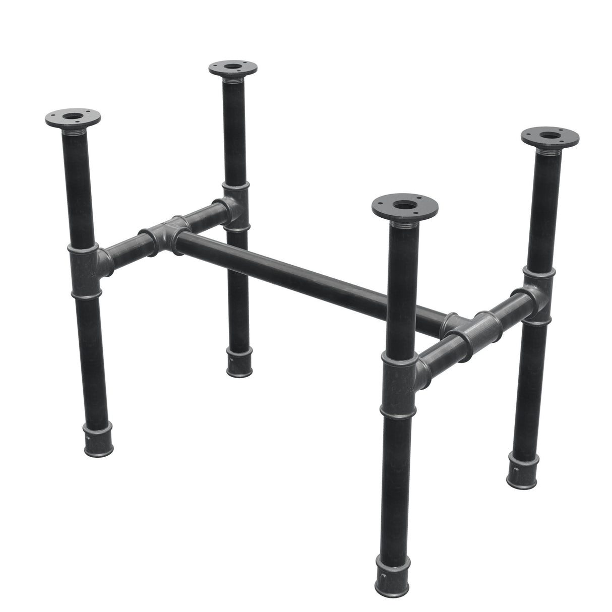 Base de mesa de centro, estructura en H, hierro fundido y acero Ø 34 mm, 62 × 40 cm, altura 52 cm