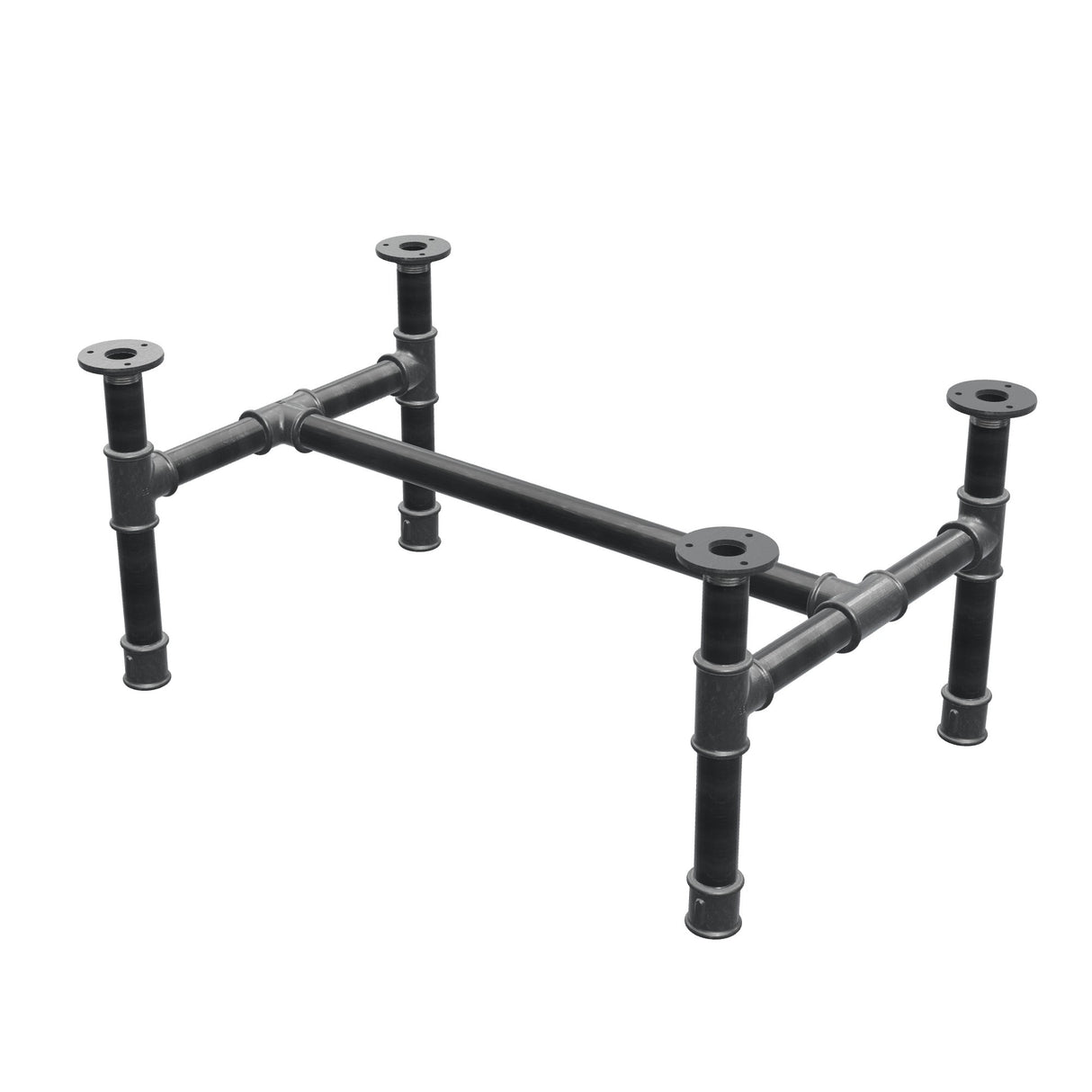Base de mesa de centro, estructura en H, hierro fundido y acero Ø 34 mm, 72 × 46 cm, altura 32 cm
