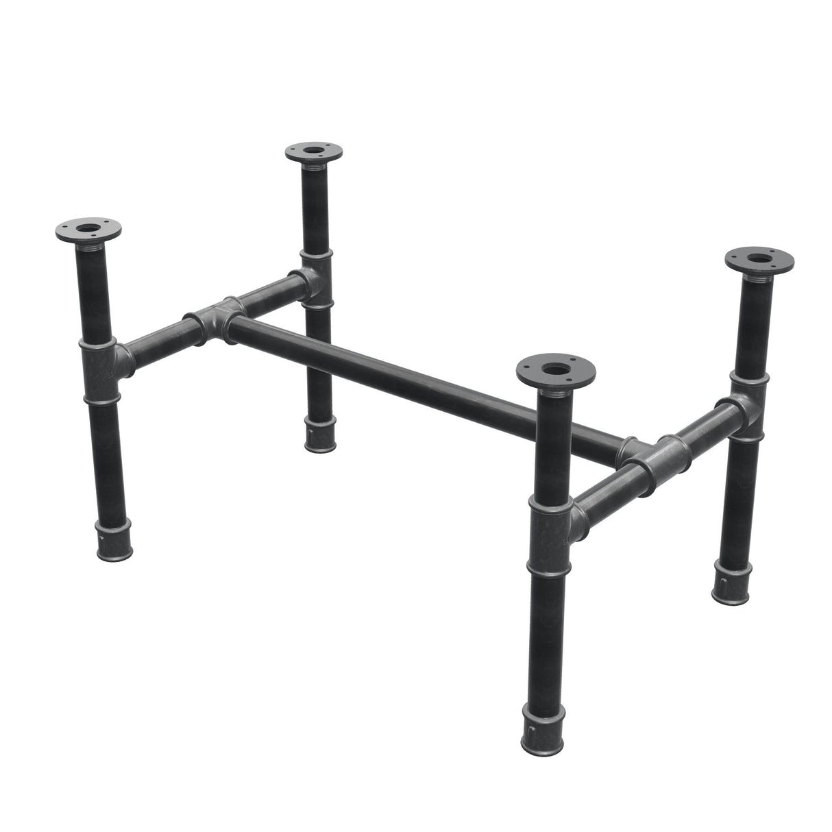 Base de mesa de centro, estructura en H, hierro fundido y acero Ø 34 mm, 72 × 46 cm, altura 42 cm