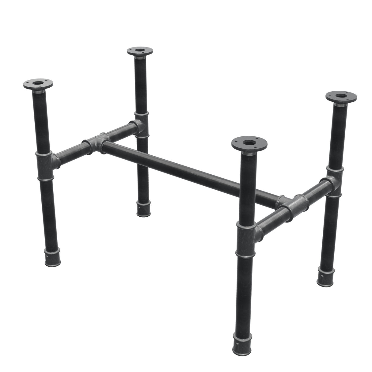 Base de mesa de centro, estructura en H, hierro fundido y acero Ø 34 mm, 72 × 46 cm, altura 52 cm