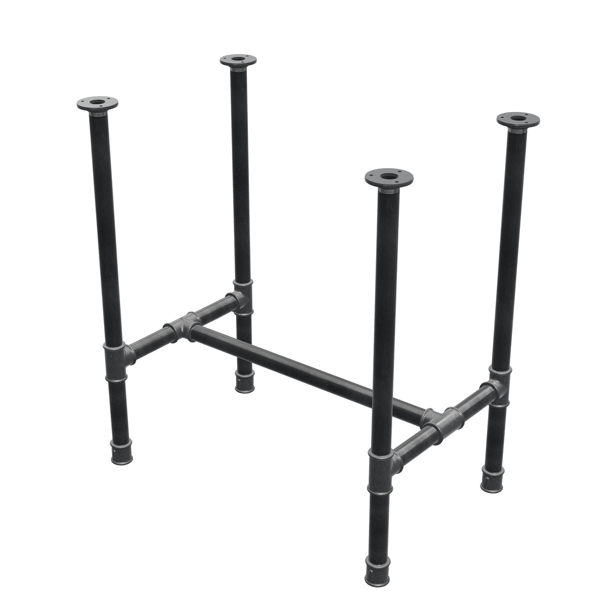 Base de mesa de comedor, estructura en H, hierro fundido y acero Ø 34 mm, 72 × 46 cm, altura 75 cm