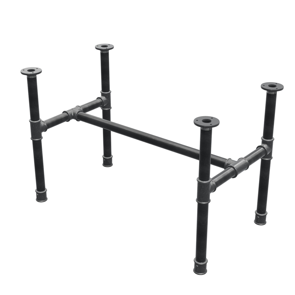 Base de mesa de centro, estructura en H, hierro fundido y acero Ø 34 mm, 82 × 46 cm, altura 52 cm