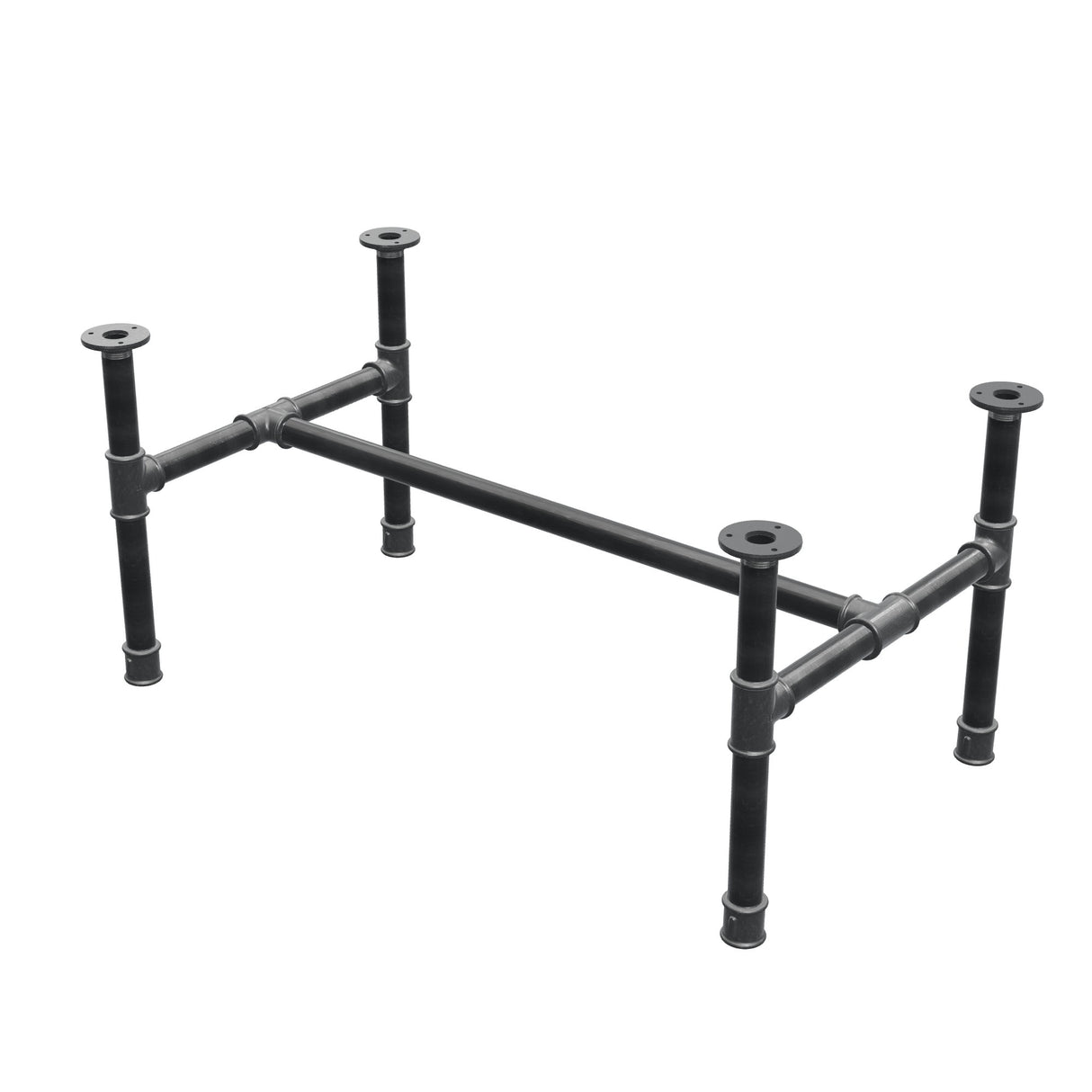 Base de mesa de centro, estructura en H, hierro fundido y acero Ø 34 mm, 92 × 52 cm, altura 42 cm