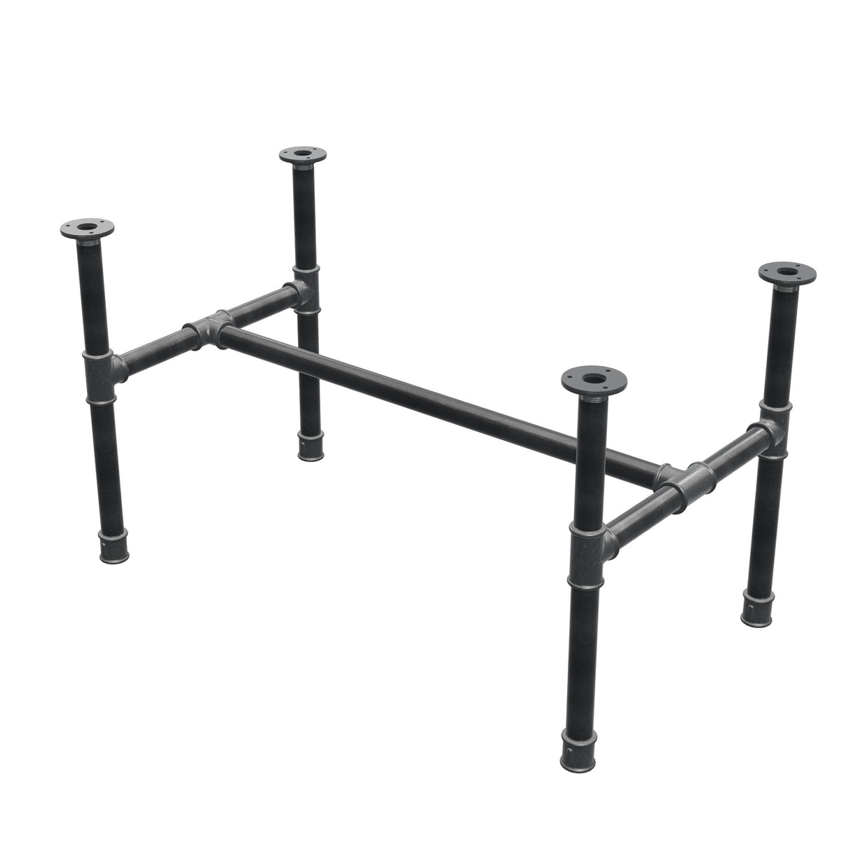 Base de mesa de centro, estructura en H, hierro fundido y acero Ø 34 mm, 92 × 52 cm, altura 52 cm