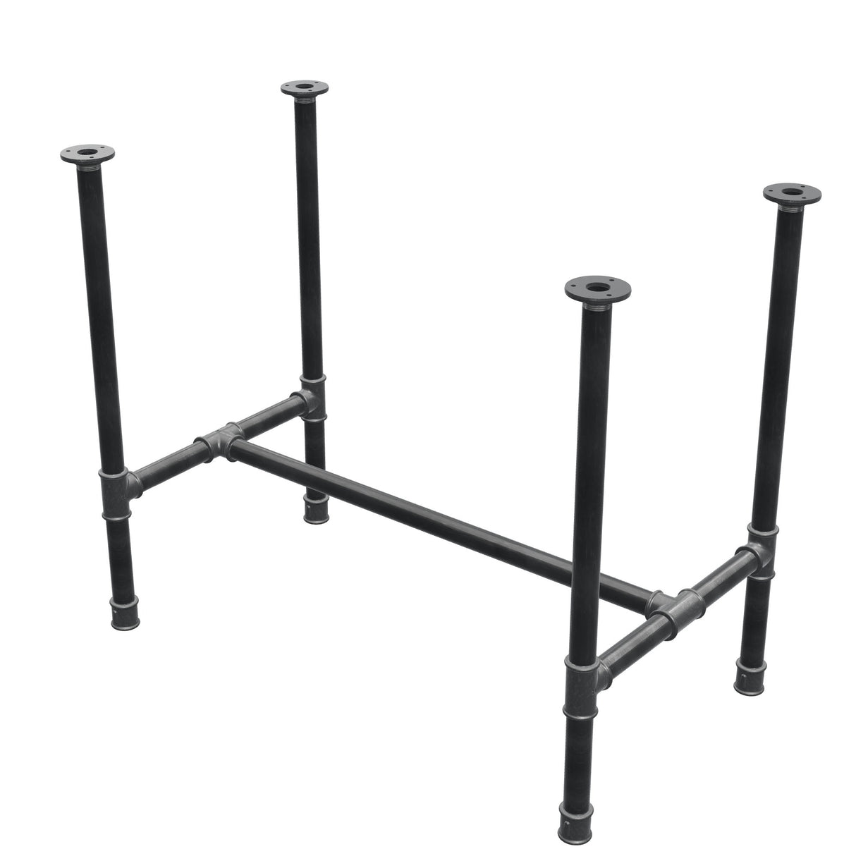 Base de mesa de comedor, estructura en H, hierro fundido y acero Ø 34 mm, 92 × 52 cm, altura 75 cm