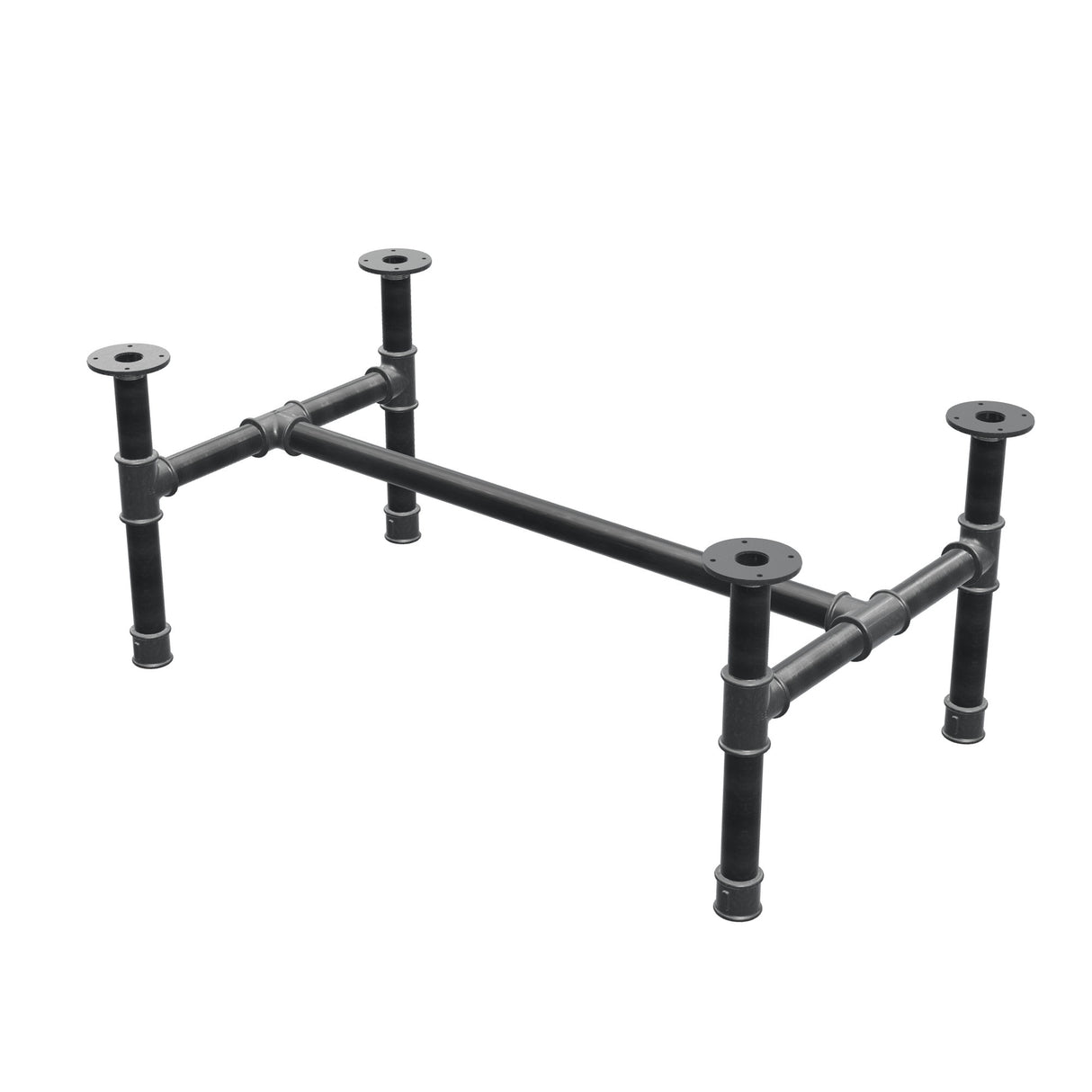 Base de mesa de centro, estructura en H, hierro fundido y acero Ø 42 mm, 106 × 61 cm, altura 44 cm