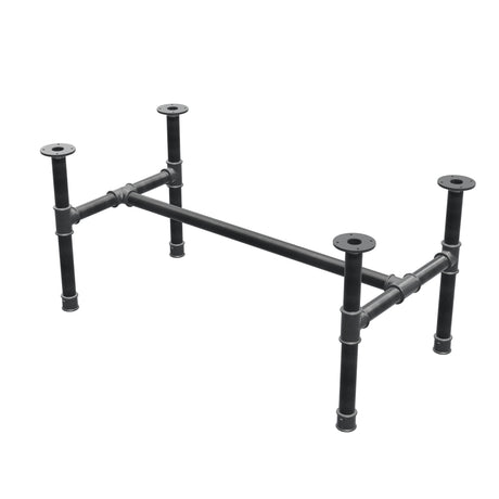Base de mesa de centro, estructura en H, hierro fundido y acero Ø 42 mm, 116 × 61 cm, altura 54 cm
