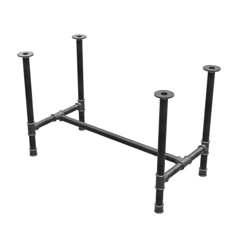 Base de mesa de comedor, estructura en H, hierro fundido y acero Ø 42 mm, 116 × 61 cm, altura 74 cm
