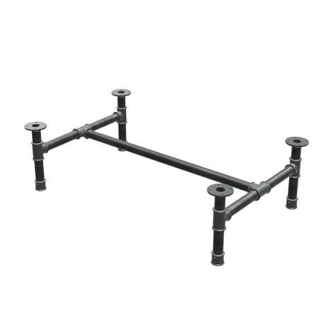 Base de mesa de centro, estructura en H, hierro fundido y acero Ø 42 mm, 116 × 71 cm, altura 34 cm