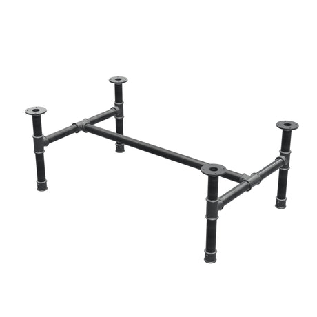 Base de mesa de centro, estructura en H, hierro fundido y acero Ø 42 mm, 116 × 71 cm, altura 44 cm