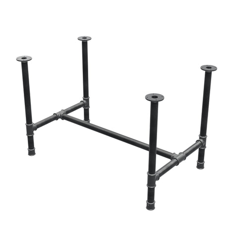 Base de mesa de comedor, estructura en H, hierro fundido y acero Ø 42 mm, 116 × 71 cm, altura 74 cm