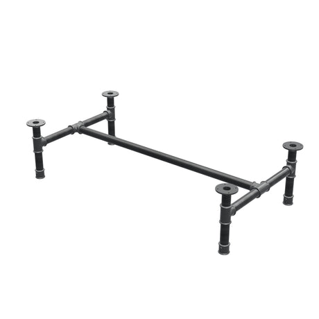 Base de mesa de centro, estructura en H, hierro fundido y acero Ø 42 mm, 136 × 71 cm, altura 34 cm