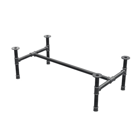 Base de mesa de centro, estructura en H, hierro fundido y acero Ø 42 mm, 136 × 71 cm, altura 44 cm