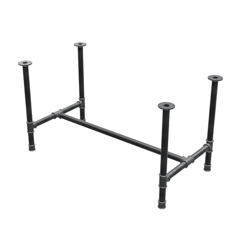 Base de mesa de comedor, estructura en H, hierro fundido y acero Ø 42 mm, 136 × 71 cm, altura 74 cm