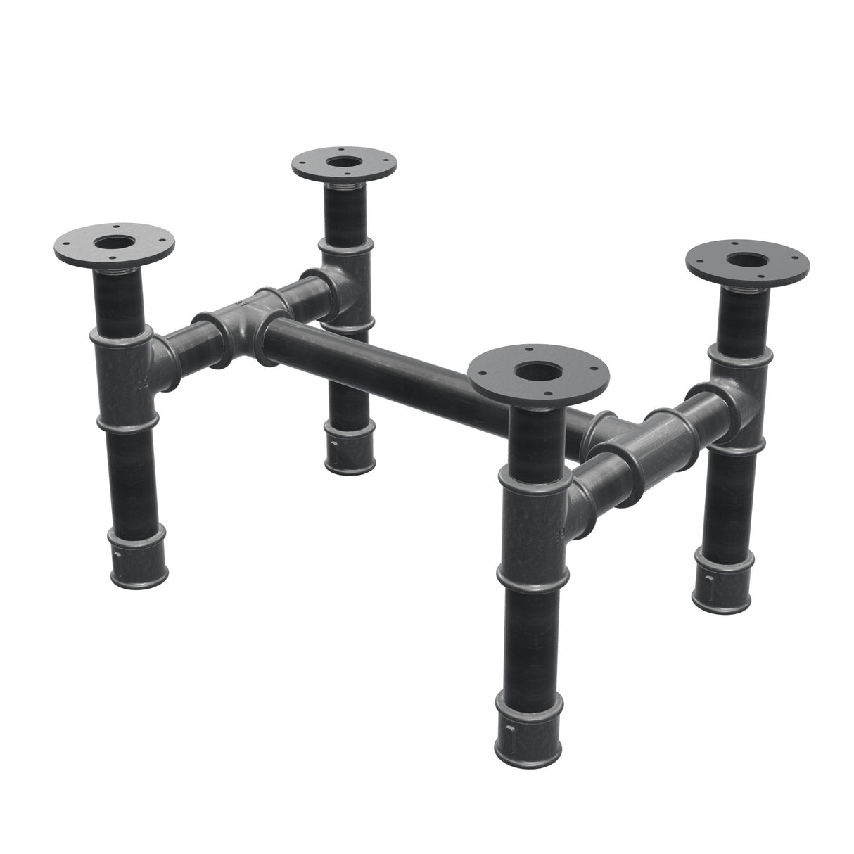 Base de mesa de centro, estructura en H, hierro fundido y acero Ø 42 mm, 56 × 41 cm, altura 34 cm